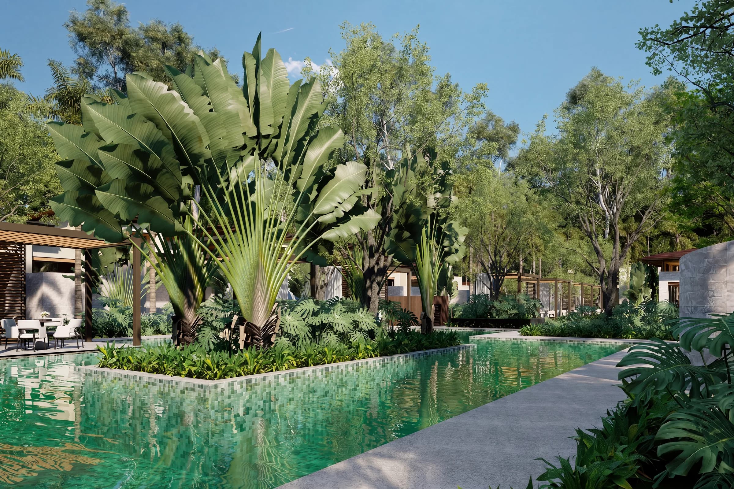 Jardines tropicales en The Oasis