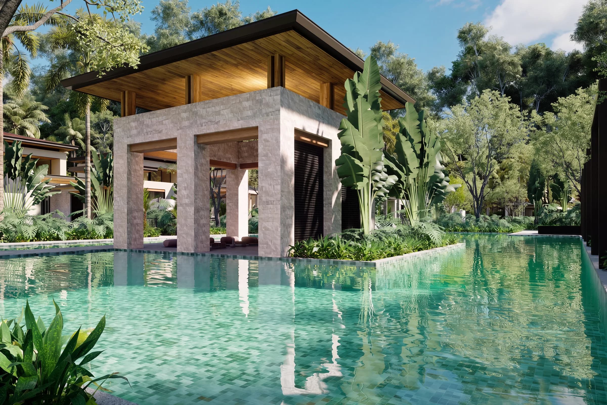 La isla de The Oasis en primer plano