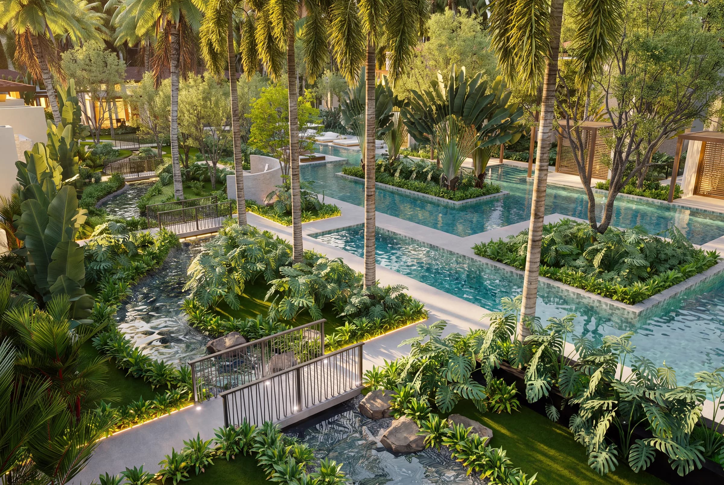 Jardín de la piscina en The Oasis